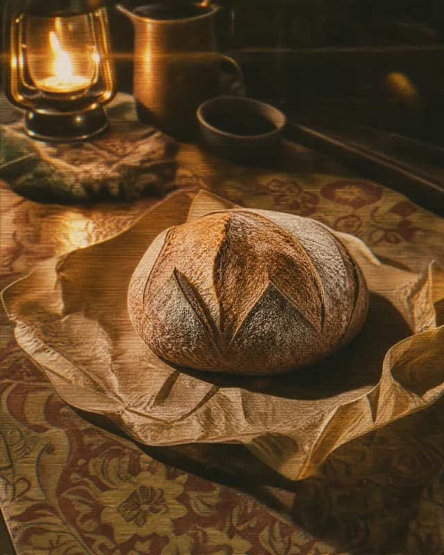 The same sourdough loaf, re-shot in Latent's Retro look