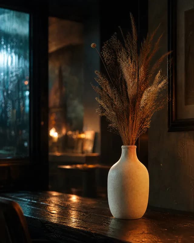 A pale ceramic vase, re-shot in Latent's Cinematic look